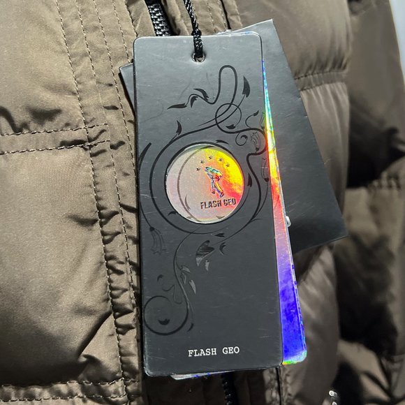 New Duck Down Flash Geo Super Warm Winter Coat & Puffer Jacket Large in Tan - Picture 13 of 14